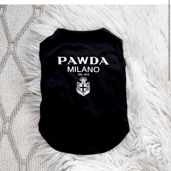 Pawda Milano Dog Tee in Black/ Cat Tee Shirt / Brand New - Picture 2 of 9